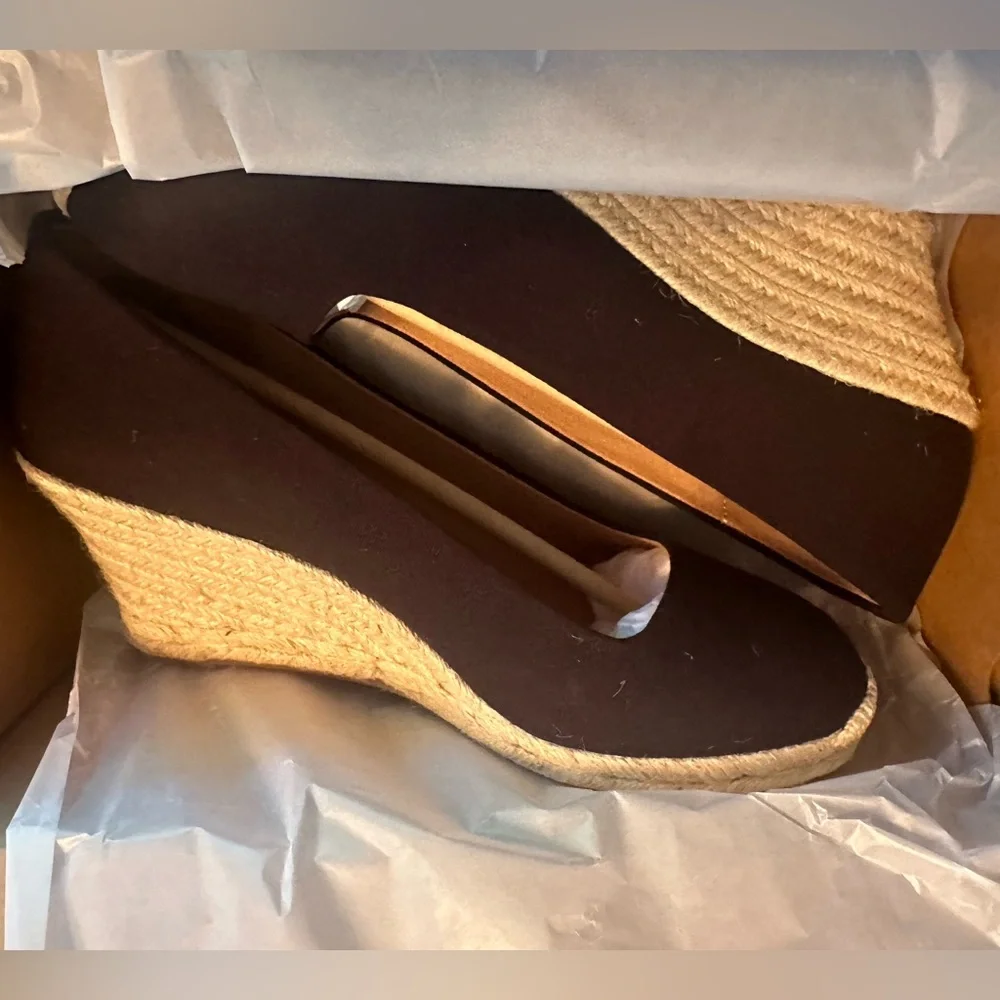 J. Crew Black espadrille wedge Size 10 - Picture 2 of 5
